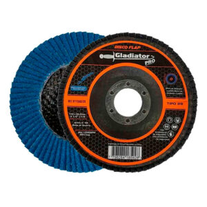GLADIATOR, DISCO FLAP LAMINADO DE OZIDO DE ZIRCONIO GRANO 60 DIAMETRO 4 1/2X7/8 RPM MAX 13300 A 80 M/S